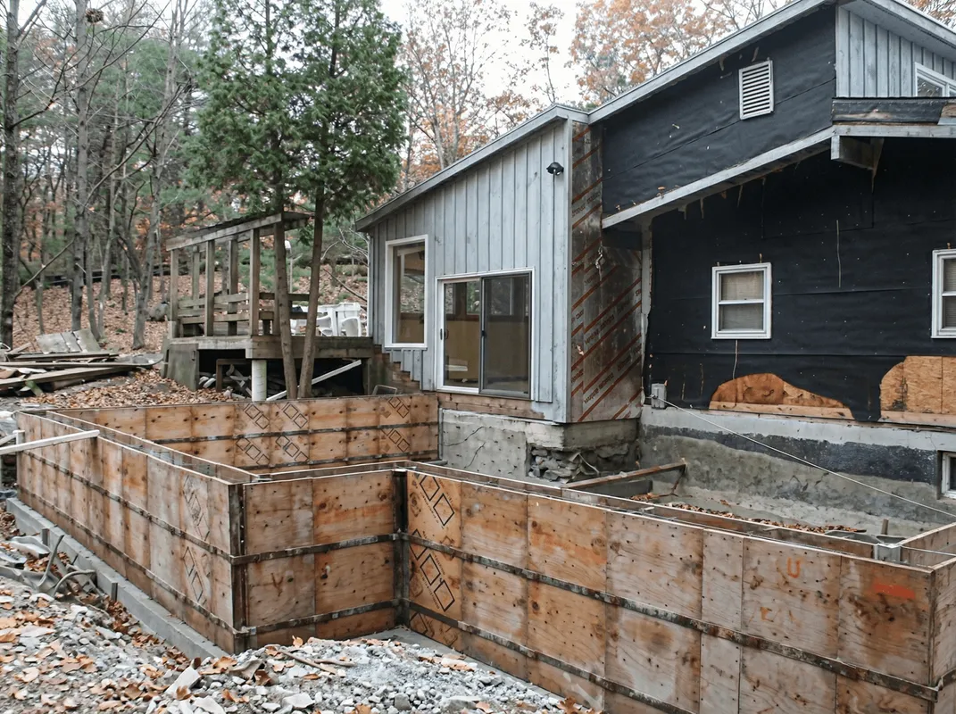 Prepared site with foundation forms for home remodeling and addition project in San Antonio, TX